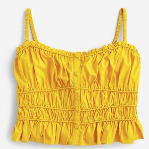 J Crew Cinched-Waist Cotton Poplin Tank Top, XS